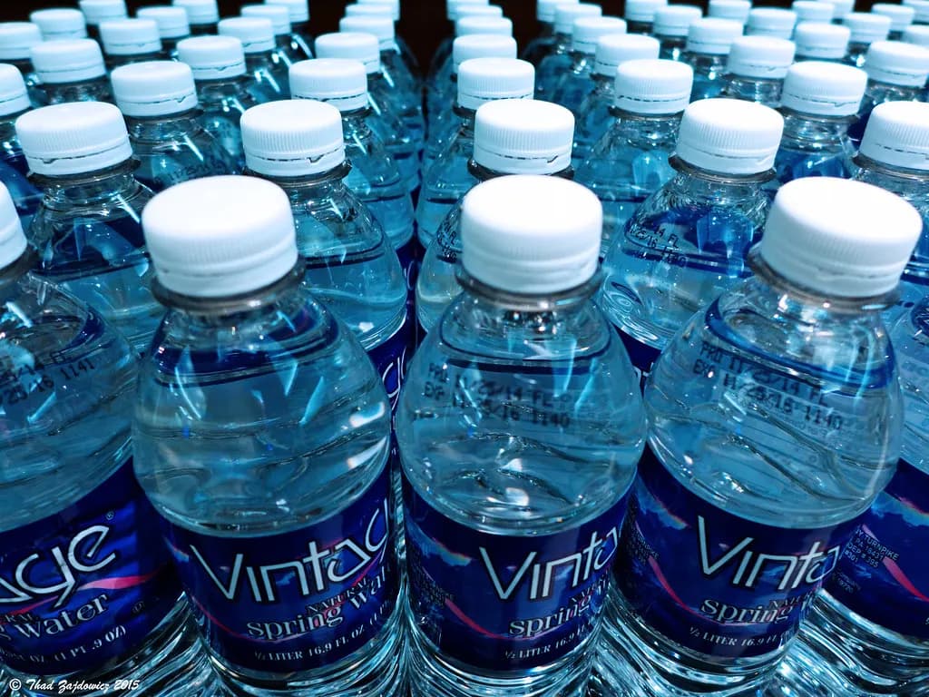 Chilled bottles of water
